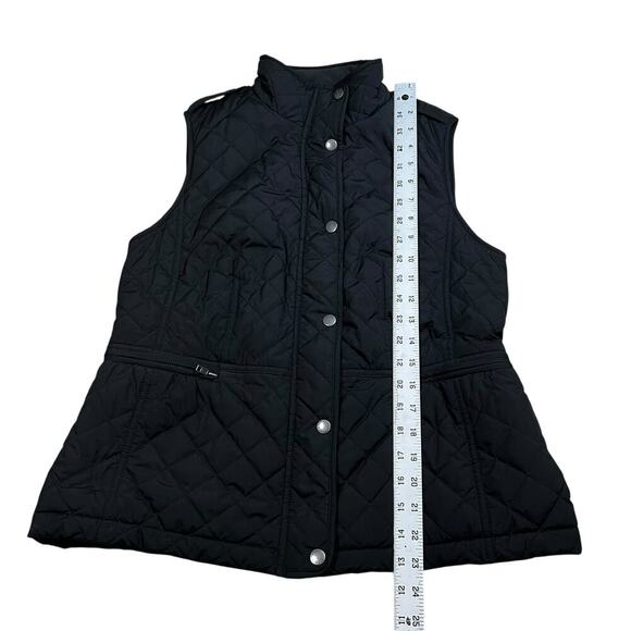 Talbots Black Fleece Lined Quilted Puffer Vest Sleeveless Size Small - Picture 3 of 7
